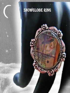 Snow Globe Ring OOAK Perfect Winter Cottagecore Ring...COOL for Summer!